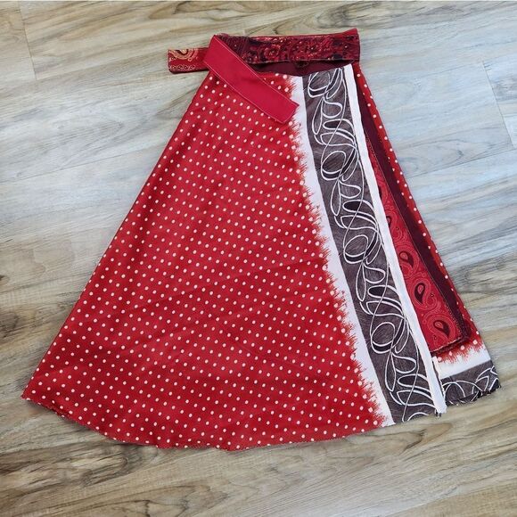 🔸️The Magic Wrap Red Print Reversible Convertible Dress/Skirt Small - Picture 3 of 12